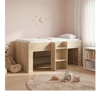 vidaXL Cadre de Lit Élevé pour Enfants 2 pcs Sonoma Bois d'ingénierie, Lit Mezzanine pour Enfants avec échelle, Design rectangulaire, Rangement sous Le lit, Cadre en Bois stylé