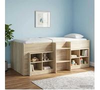 vidaXL Cadre de Lit Élevé pour Enfants 2 pcs Chêne Sonoma 90 x 190 cm, Lit Mezzanine pour Enfants avec échelle, Design rectangulaire, Rangement sous Le lit, Cadre en Bois stylé