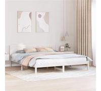vidaXL Cadre de lit en bois de pin blanc Blanc Bois massif King size 872177 Blanc G