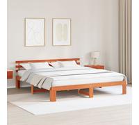 vidaXL Cadre de lit en bois de pin Marron ciré Bois massif 200 x 200 cm