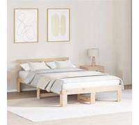 vidaXL Cadre de lit en bois de pin Naturel Bois de pin massif 120 x 200 cm 872611 Or G