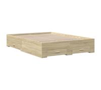 vidaXL Cadre de lit et tiroirs chêne sonoma 140x190 cm bois ingénierie, lit, lit de rangement, cadre de lit double, lit 3280400 Beige G