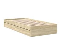 VidaXL Cadre de lit en chêne Sonoma 75x190cm - Lit de rangement avec tiroirs, bois d'ingénierie
