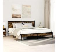 vidaXL Cadre de lit en métal avec tête de lit chêne fumé 160x200 cm, lit double, meuble de chambre à coucher, lit d'invité, 4007817 Or G