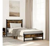Vidaxl Cadre De Lit En Métal Sans Matelas Chêne Fumé 75x190 Cm