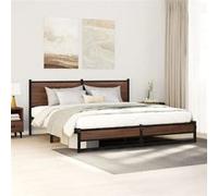 vidaXL Cadre de lit en métal avec tête de lit chêne marron 180x200 cm, lit double, meuble de chambre à coucher, lit 3301409