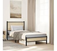 vidaXL Cadre de lit en métal avec tête de lit chêne sonoma 90x190 cm, lit simple, meuble de chambre à coucher, lit d'invité, 4007860