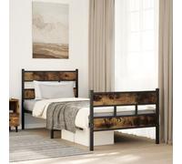 Vidaxl Cadre De Lit En Métal Sans Matelas Chêne Fumé 107x203 Cm