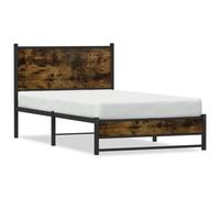 Vidaxl Cadre De Lit En Métal Sans Matelas Chêne Fumé 107x203 Cm