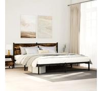 vidaXL Cadre de lit en métal sans matelas chêne fumé 160x200 cm