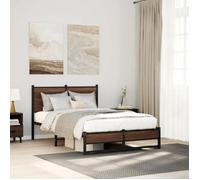 vidaXL Cadre de lit en métal avec tête de lit chêne marron 120x190 cm