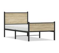 Vidaxl Cadre De Lit En Métal Sans Matelas Chêne Sonoma 107x203 Cm