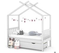 vidaXL Cadre de lit enfant en pin massif 70x140 cm avec tiroir Blanc