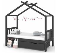 vidaXL Cadre de lit enfant avec tiroir gris foncé pin massif 80x160 cm 322152