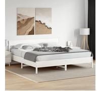 vidaXL Cadre de Lit et Tête de Lit, Lit Double avec Sommier à Lattes, Lit Adulte, Meuble de Chambre à Coucher, Blanc 180x200 3216204