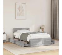 vidaXL Bedframe met hoofdeinde bewerkt hout betongrijs 90x200 cm3295586 Gris G