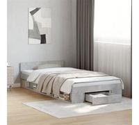 vidaXL Cadre de lit avec tiroir sans matelas gris béton 90x190 cm