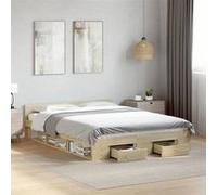 vidaXL Cadre de lit avec tiroirs sans matelas chêne sonoma 140x190 cm