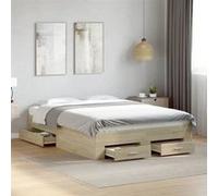 vidaXL Cadre de lit avec tiroirs sans matelas chêne Sonoma 140x190 cm