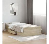 vidaXL Cadre de lit avec tiroirs, cadre de lit avec lattes de contreplaqué, lit simple pour chambre à coucher, lit à tiroir, chêne Sonoma 90 x 190 cm