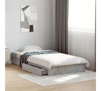 vidaXL Cadre de lit et tiroirs Gris béton 90x190 cm Bois d'ingénierie, lit, lit de Rangement, Cadre de lit Simple, lit Simple, Meuble de Chambre