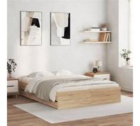 vidaXL Cadre de Lit et Tiroirs, Lit Double avec Sommier à Lattes, Lit Adulte, Meuble de Chambre à Coucher, Chêne Sonoma 140x200 cm Bois Ingénierie