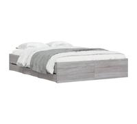 vidaXL Cadre de lit avec tiroirs – Lit double 120x190 cm Sonoma gris, sommier à lattes, sans matelas