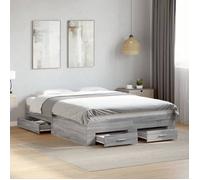 vidaXL Cadre de lit avec tiroirs sans matelas sonoma gris 135x190 cm