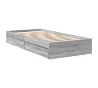 vidaXL Cadre de lit et tiroirs Sonoma Gris 100x200cm Bois d'ingénierie, lit, lit de Rangement, Cadre de lit Simple, lit Simple, Meuble de Chambre
