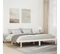 vidaXL Lit en bois massif extra long, sans matelas, cadre de lit avec sommier à lattes, lit double pour chambre à coucher, blanc, 200 x 220 cm en pin