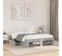 vidaXL Cadre de lit gris béton 140x190 cm bois d'ingénierie, meubles de chambre à coucher, lit double, sommier, lit, cadre 3295502 Gris G