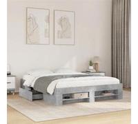 vidaXL Cadre de lit gris béton 150x200 cm bois d'ingénierie, meubles de chambre à coucher, lit double, sommier, lit, cadre 3295467 Gris G