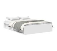 vidaXL Cadre de Lit, Lit Double avec Sommier à Lattes, Lit Adulte avec Rangement, Meuble de Chambre à Coucher, Moderne, Blanc 140x190 cm