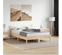 vidaXL Cadre de Lit, Lit Double avec Sommier à Lattes, Lit Adulte, Meuble Chambre à Coucher, Moderne, 140x190 cm Bois de Pin Massif