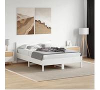 vidaXL Cadre de Lit, Lit Double avec Sommier à Lattes, Lit Adulte, Meuble Chambre à Coucher, Moderne, Blanc 140x190 cm Bois de Pin Massif