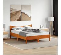vidaXL Cadre de Lit, Lit Double avec Sommier à Lattes, Lit Adulte, Meuble Chambre à Coucher, Moderne, Cire Marron 140x190 cm Bois de Pin Massif