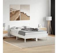 vidaXL Cadre de lit double moderne avec sommier à lattes Bois de pin massif Blanc 120x200 cm