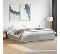 vidaXL Cadre de Lit, Lit Double avec Sommier à Lattes, Lit Adulte, Meuble de Chambre à Coucher, Moderne, Sonoma Gris 180x200 3209686 Gris G