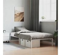 vidaXL Cadre de Lit, Lit Simple avec Sommier à Lattes, Lit Adulte avec Pied, Meuble de Chambre à Coucher, Moderne, Métal Blanc 107x203 cm Blanc G
