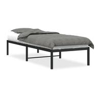 vidaXL Cadre de Lit, Lit Simple avec Sommier à Lattes, Lit Adulte avec Pied, Meuble de Chambre à Coucher, Moderne, Métal Noir 75x190 cm
