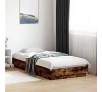 vidaXL Cadre de Lit, Lit Simple avec Sommier à Lattes, Lit Adulte, Meuble de Chambre à Coucher, Moderne, Chêne Fumé 90x190 839634 Multicolore G