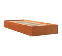 vidaXL Cadre de Lit, Lit Simple avec Sommier à Lattes, Lit Adulte, Meuble de Chambre à Coucher, Moderne, Cire Marron 90x190 cm Bois de Pin Massif