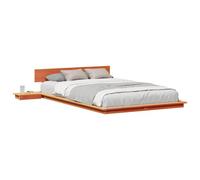 vidaXL Cadre de lit Marron 140 x 190 cm Bois, Chambre Moderne, Cadre de lit rectangulaire avec Table de Chevet, mobilier Minimaliste pour Un Style Chic