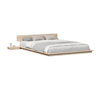 vidaXL Cadre de lit Marron 140 x 200 cm Bois, Chambre Moderne, Cadre de lit rectangulaire avec Table de Chevet, mobilier Minimaliste pour Un Style Chic