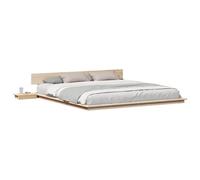 vidaXL Cadre de lit Marron 180 x 200 cm Bois, Chambre Moderne, Cadre de lit rectangulaire avec Table de Chevet, mobilier Minimaliste pour Un Style Chic