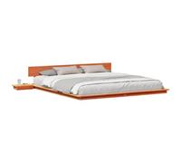 vidaXL Cadre de lit Marron 200 x 200 cm Bois, Chambre Moderne, Cadre de lit rectangulaire avec Table de Chevet, mobilier Minimaliste pour Un Style Chic