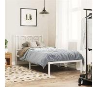 vidaXL Cadre de lit métal avec tête de lit blanc 80x200 cm, lit simple, meuble de chambre à coucher, lit d'invité, lit, 376168 Blanc G