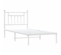 vidaXL Cadre de lit métal avec tête de lit Blanc 90x190 cm, lit Simple, Meuble de Chambre à Coucher, lit d'invité, lit, Cadre de lit en métal, sommier