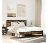 vidaXL Cadre de lit métal avec tête de lit chêne fumé 140x200 cm, lit double, meuble de chambre à coucher, lit d'invité, 4007833 Or G