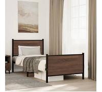 vidaXL Cadre de lit métal 75x190 cm lit simple avec tête et pied de lit Marron